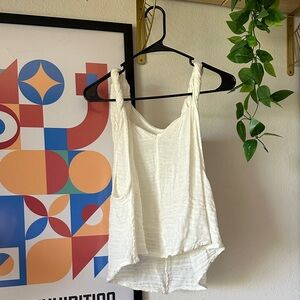Free People Cream Textured Tank Top